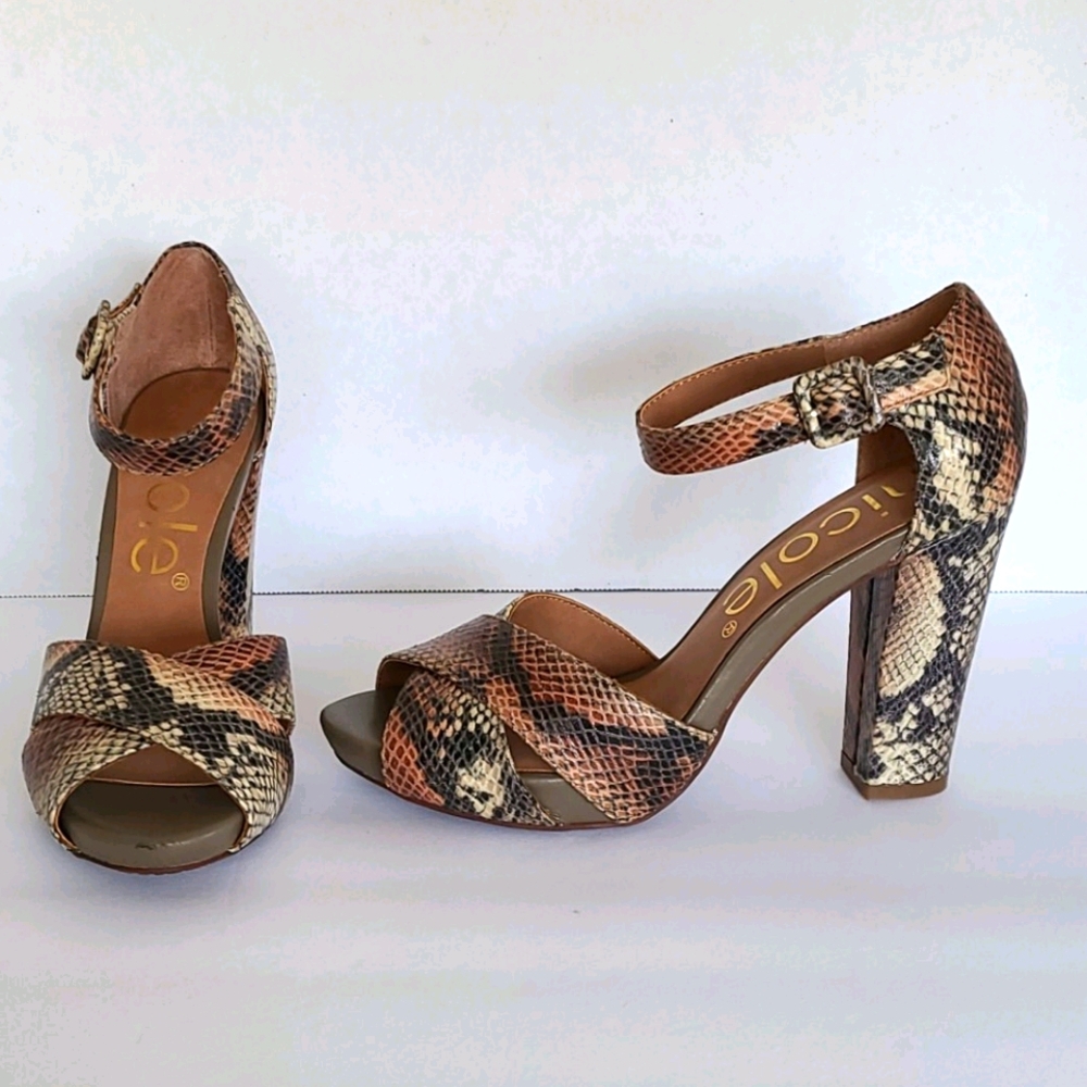 Nicole Snakeskin "Tiff" sandals heels